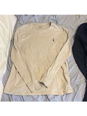 Ralph Lauren Heather Beige Long Sleeve Crew Tee